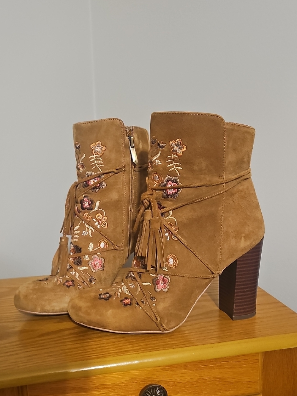 Sam Edelman Winnie Suede Floral Embroidered Boots